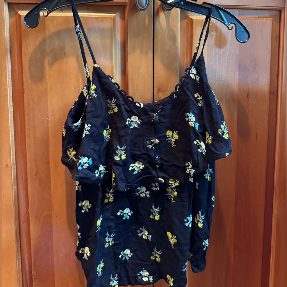 BP Blue Ruffled Spaghetti Strap Camisole
